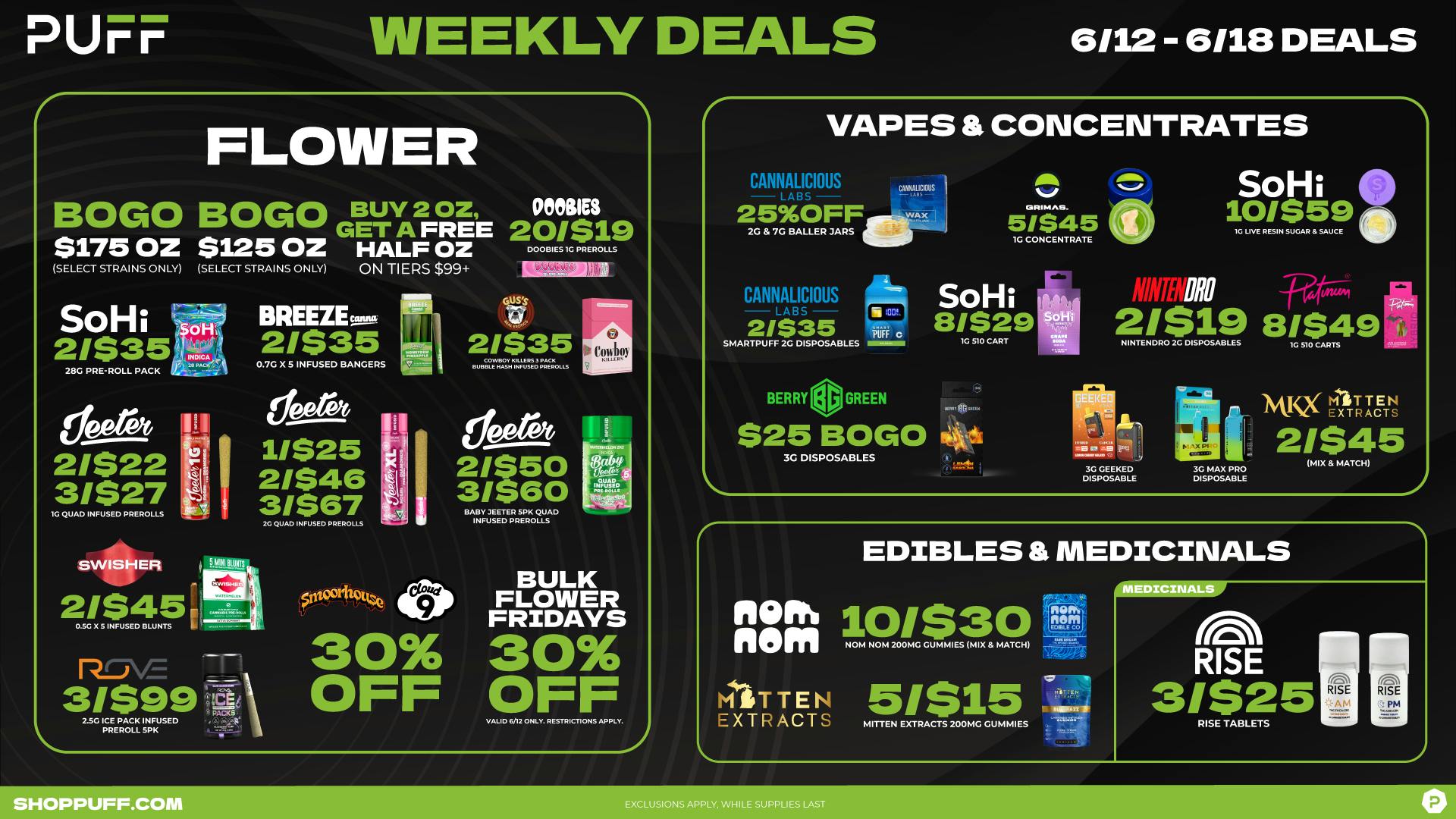 PUFF Madison Heights - Recreational 21+ 🌿🔥PUFF'S WEEKLY DEALS🔥🌿 06/12 - 06/18