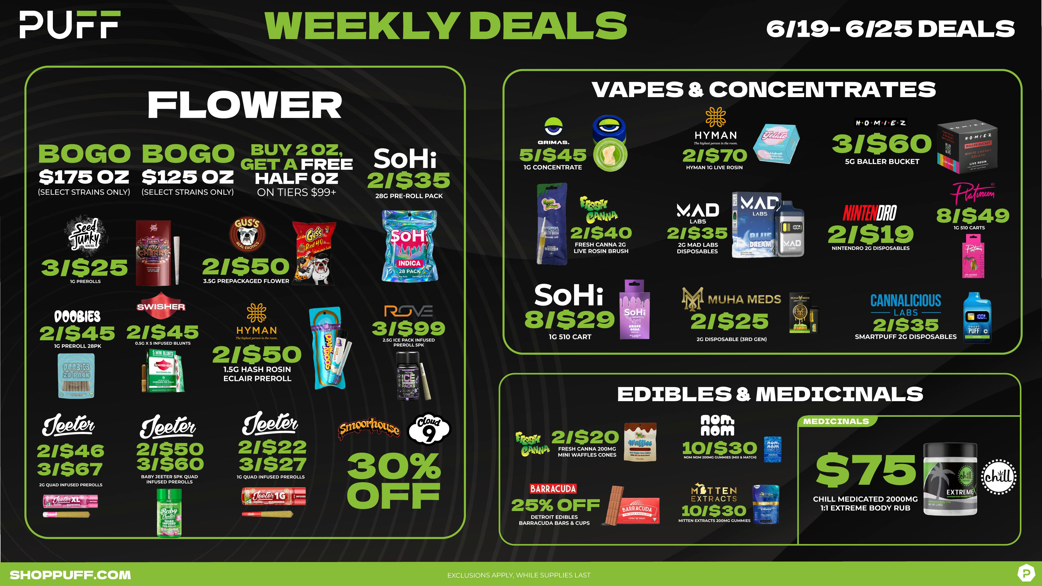PUFF Oscoda - RECREATIONAL 21+ Puff Oscoda Weekly Deals 6/19-6/25