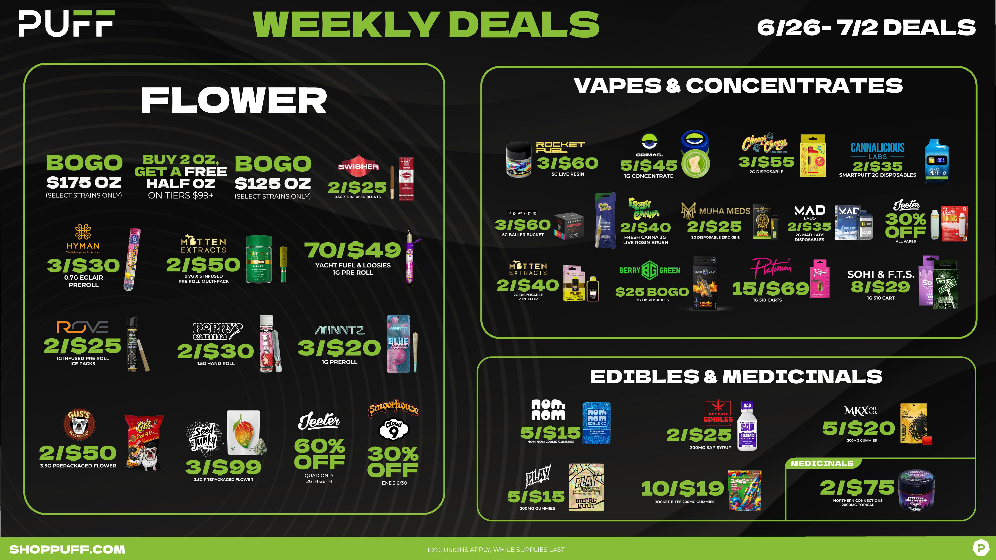 PUFF New Buffalo - RECREATION 21+ -NOW OPEN! 🌿🔥PUFFS WEEKLY DEALS 6/26-7/2🔥🌿