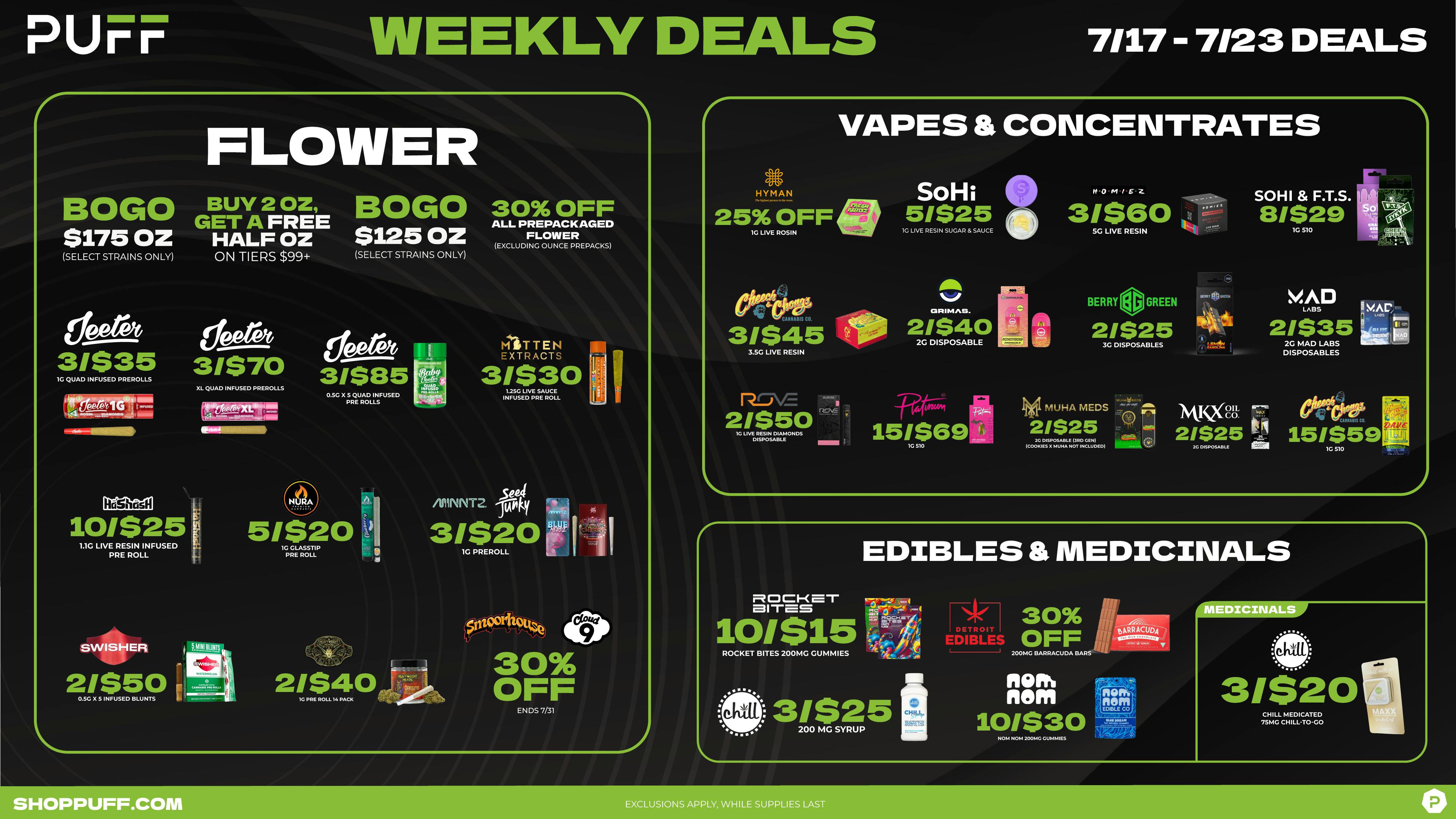 PUFF Monroe - RECREATIONAL 21+ NOW OPEN! 🔥🔥PUFF'S WEEKLY DEALS 7/17 - 7/23🔥🔥