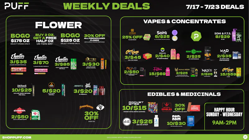 PUFF Madison Heights Delivery - Recreational 🔥🔥PUFF'S WEEKLY DEALS 7/17 - 7/23🔥🔥