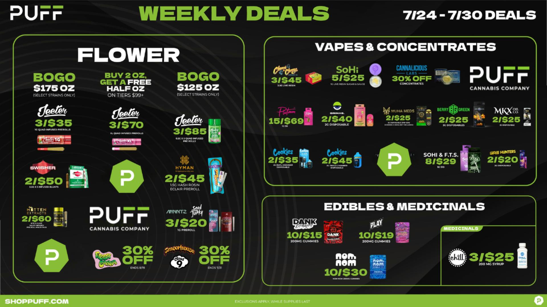 PUFF Bay City - RECREATIONAL 21+ 🔥🔥PUFF'S WEEKLY DEALS 7/24 - 7/30🔥🔥