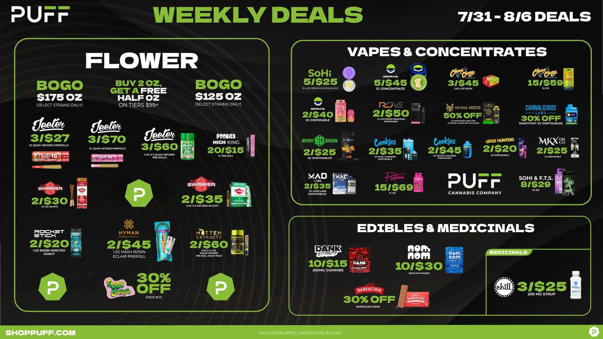 PUFF New Buffalo - RECREATION 21+ -NOW OPEN! 🌿🔥PUFFS WEEKLY DEALS 7/31-8/6🔥🌿