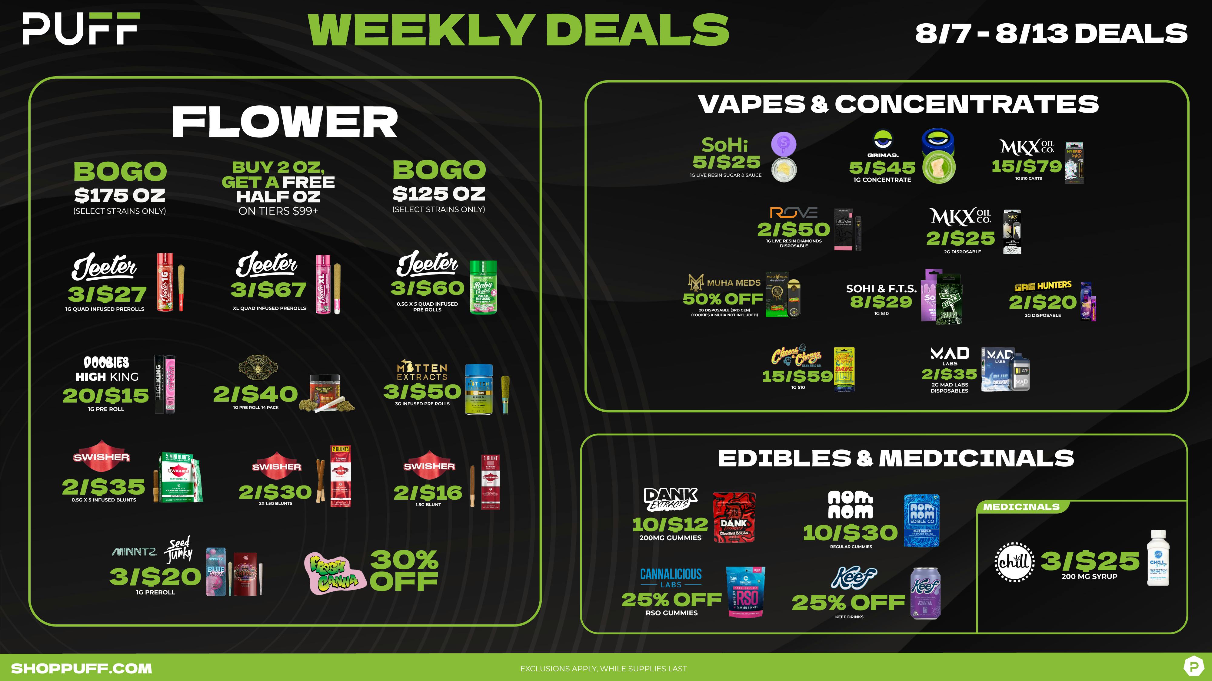 PUFF Traverse City - RECREATIONAL 21+ WEEKLY DEALS!!!!!