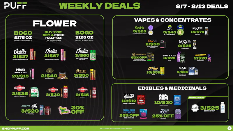 PUFF Kalamazoo - RECREATIONAL 21+ 🔥🔥Puff Kalamazoo 8/7-8/13🔥🔥
