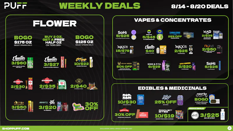 PUFF Kalamazoo - RECREATIONAL 21+ 🔥🔥Puff Kalamazoo 8/14-8/20🔥🔥