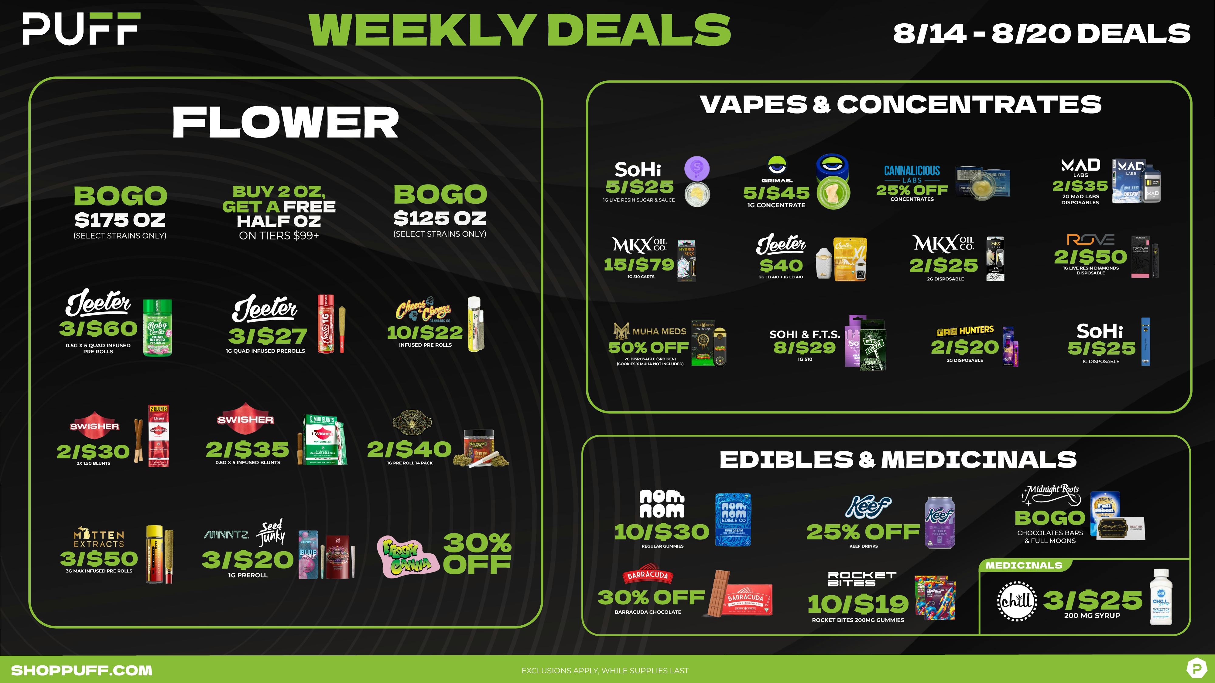 PUFF Monroe - RECREATIONAL 21+ NOW OPEN! 🔥🔥PUFF'S WEEKLY DEALS 8/14-8/20🔥🔥