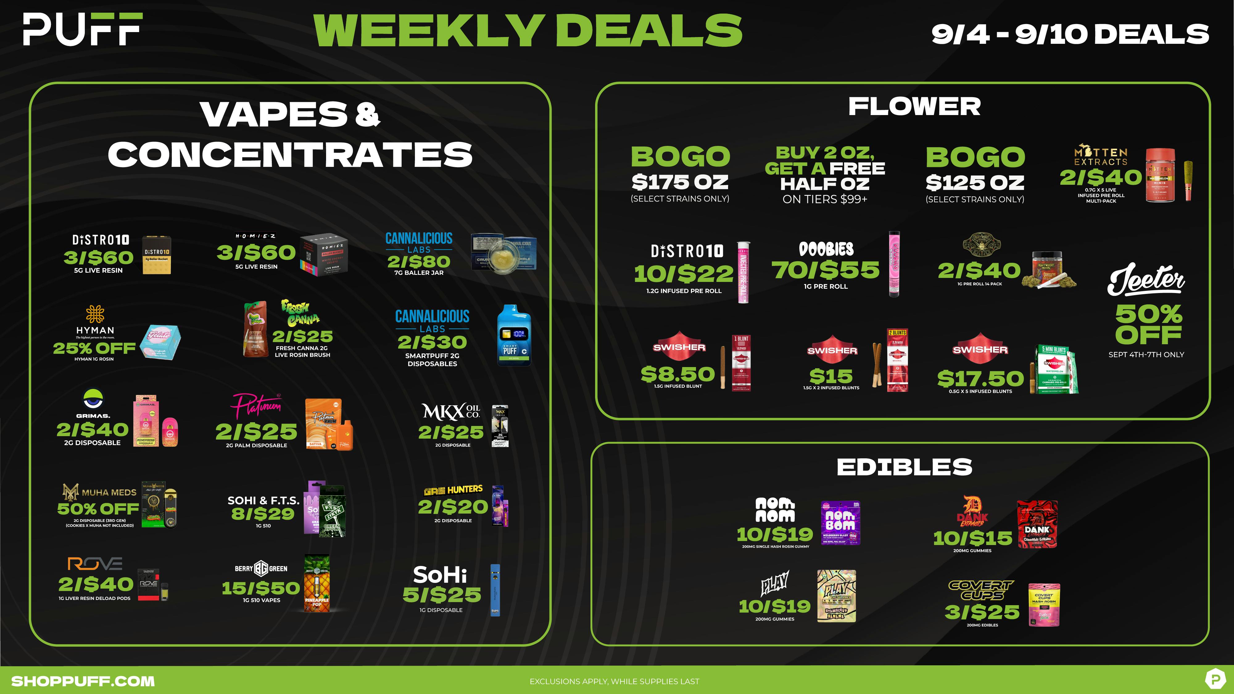 PUFF Traverse City - RECREATIONAL 21+ WEEKLY DEALS!!!!!