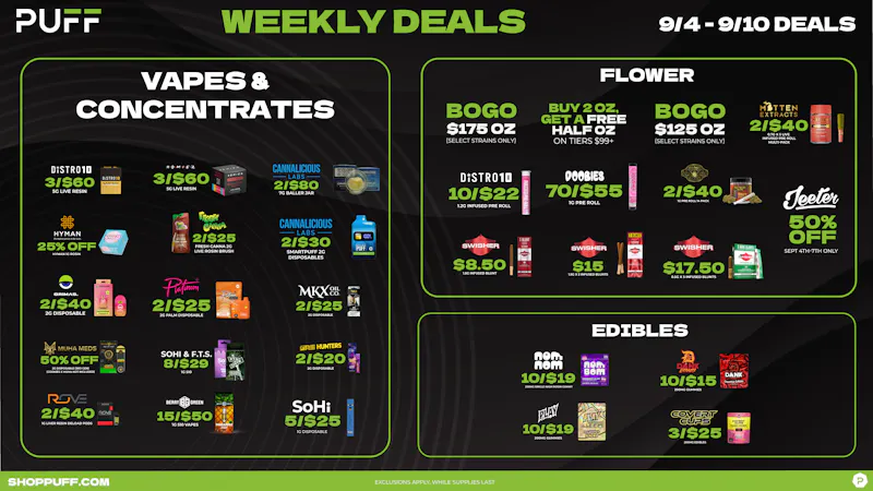 PUFF Traverse City - RECREATIONAL 21+ WEEKLY DEALS!!!!!