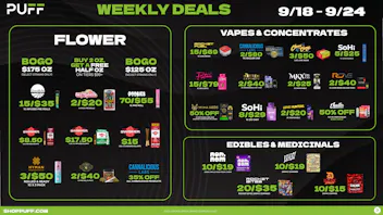 PUFF Kalamazoo - RECREATIONAL 21+ 💚💨Puff's Weekly Deals 9/18-9/24 💨💚