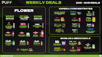 PUFF Kalamazoo - RECREATIONAL 21+ 💚💨Puff's Weekly Deals 10/2-10/8 💨💚
