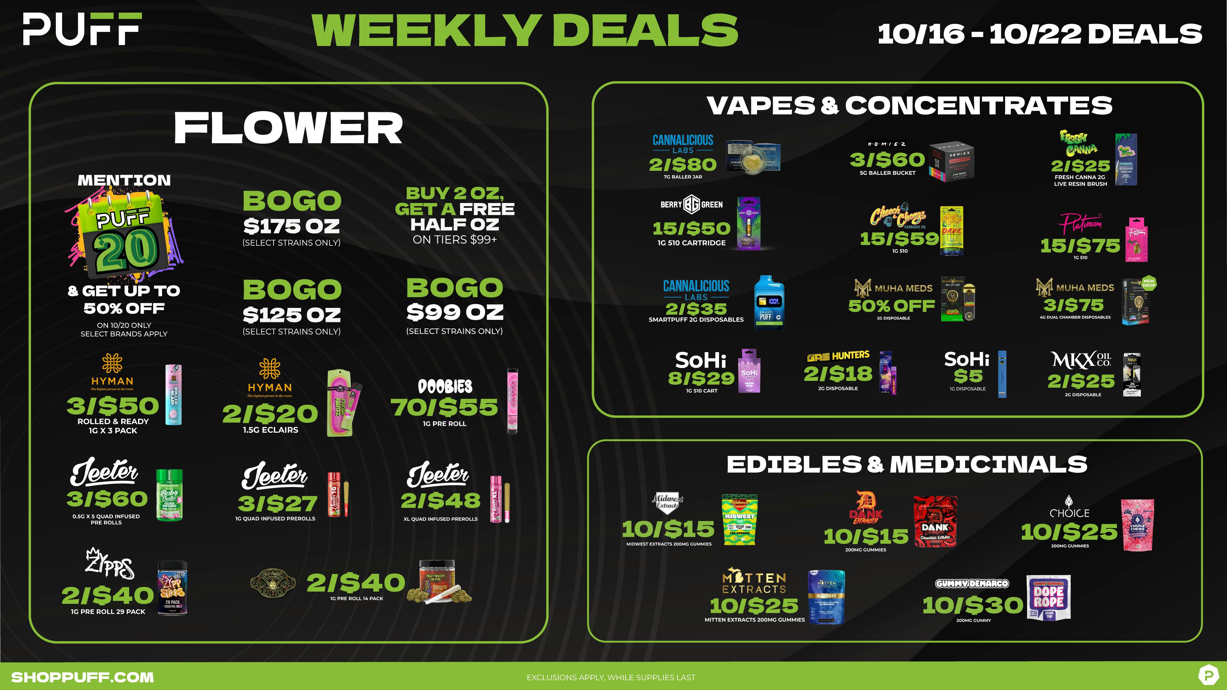 PUFF Kalamazoo - RECREATIONAL 21+ 💰🔥Puff Weekly Deals 10/16-10/22🔥💰