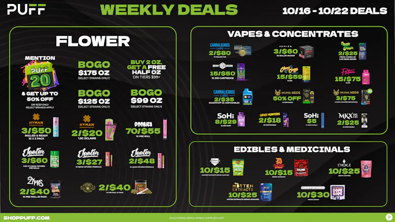 PUFF Kalamazoo - RECREATIONAL 21+ 💰🔥Puff Weekly Deals 10/16-10/22🔥💰