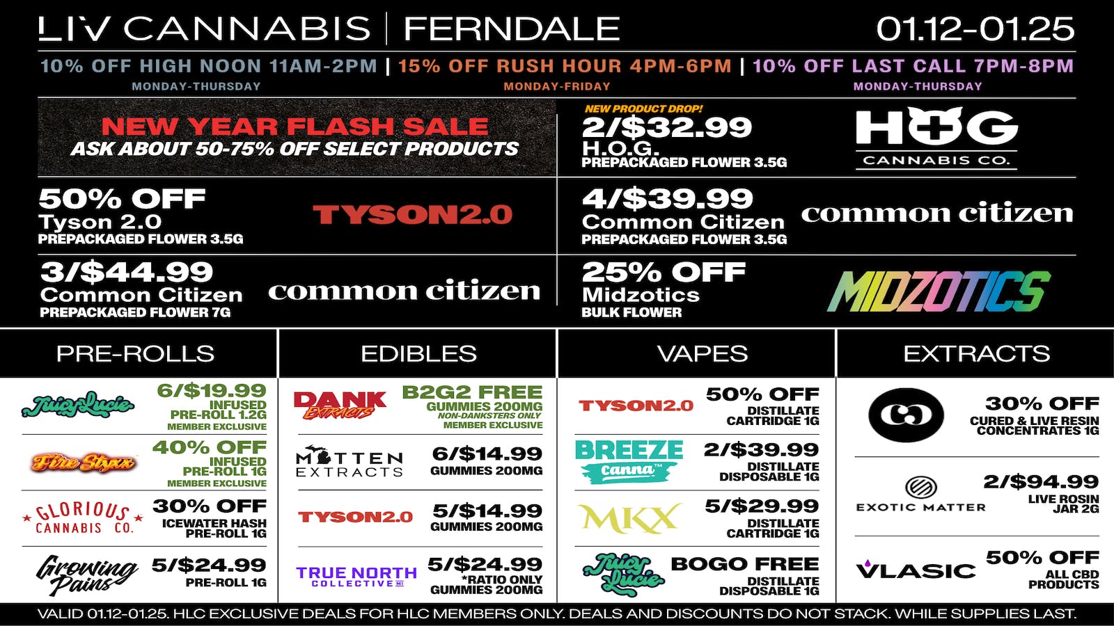 LIV Ferndale Delivery- Recreational 15% OFF RUSH HOUR 4PM-6PM
