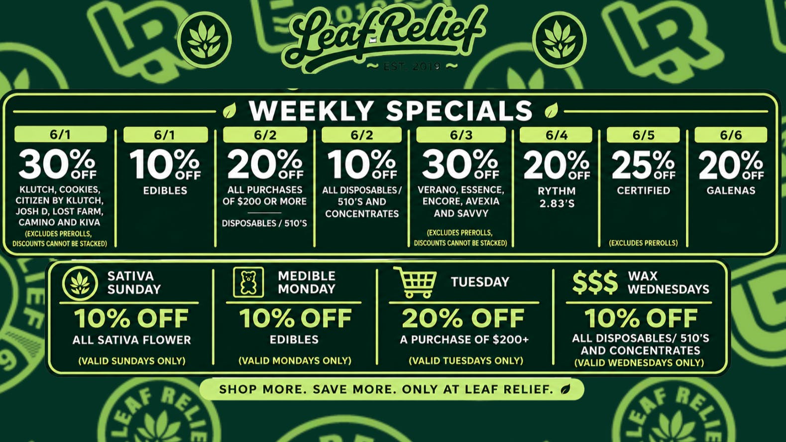 Leaf Relief - Youngstown 30% off Verano, Essence, Encore, Avexia and Savvy