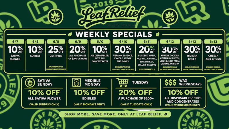 Leaf Relief - Reynoldsburg 10% off Sativa flower