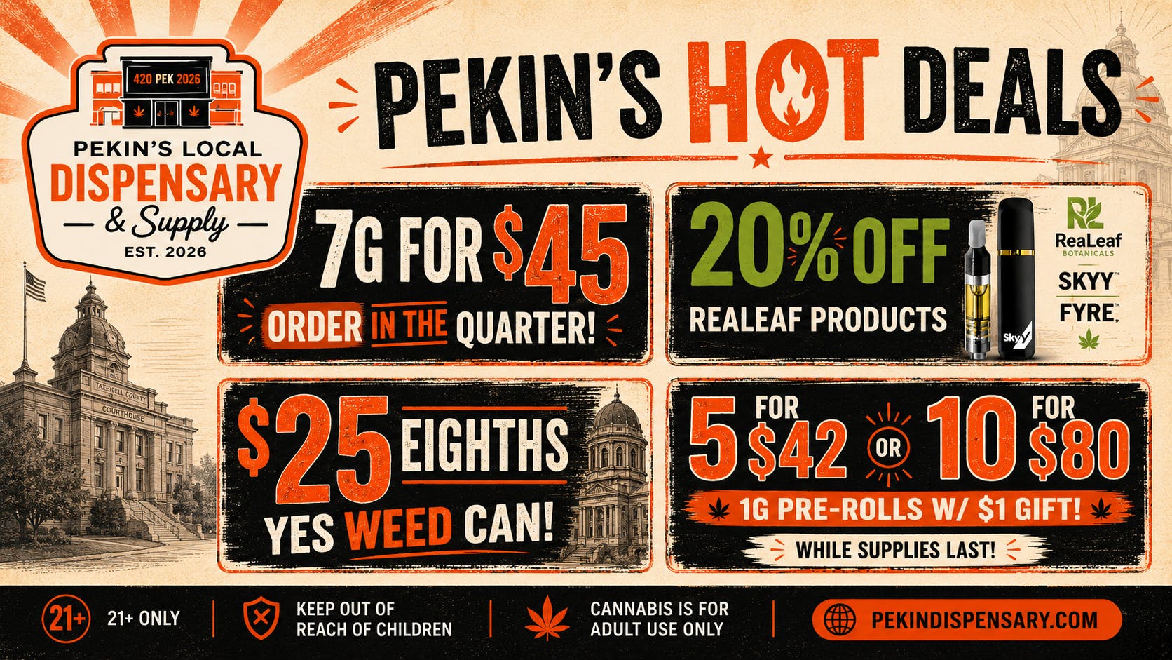 Pekin's Local Dispensary & Supply Pekin's Hot Deals!! While Supplies Last