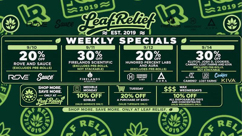Leaf Relief - Reynoldsburg 20% OFF ROVE AND SAUCE - SEPTEMBER DEALS