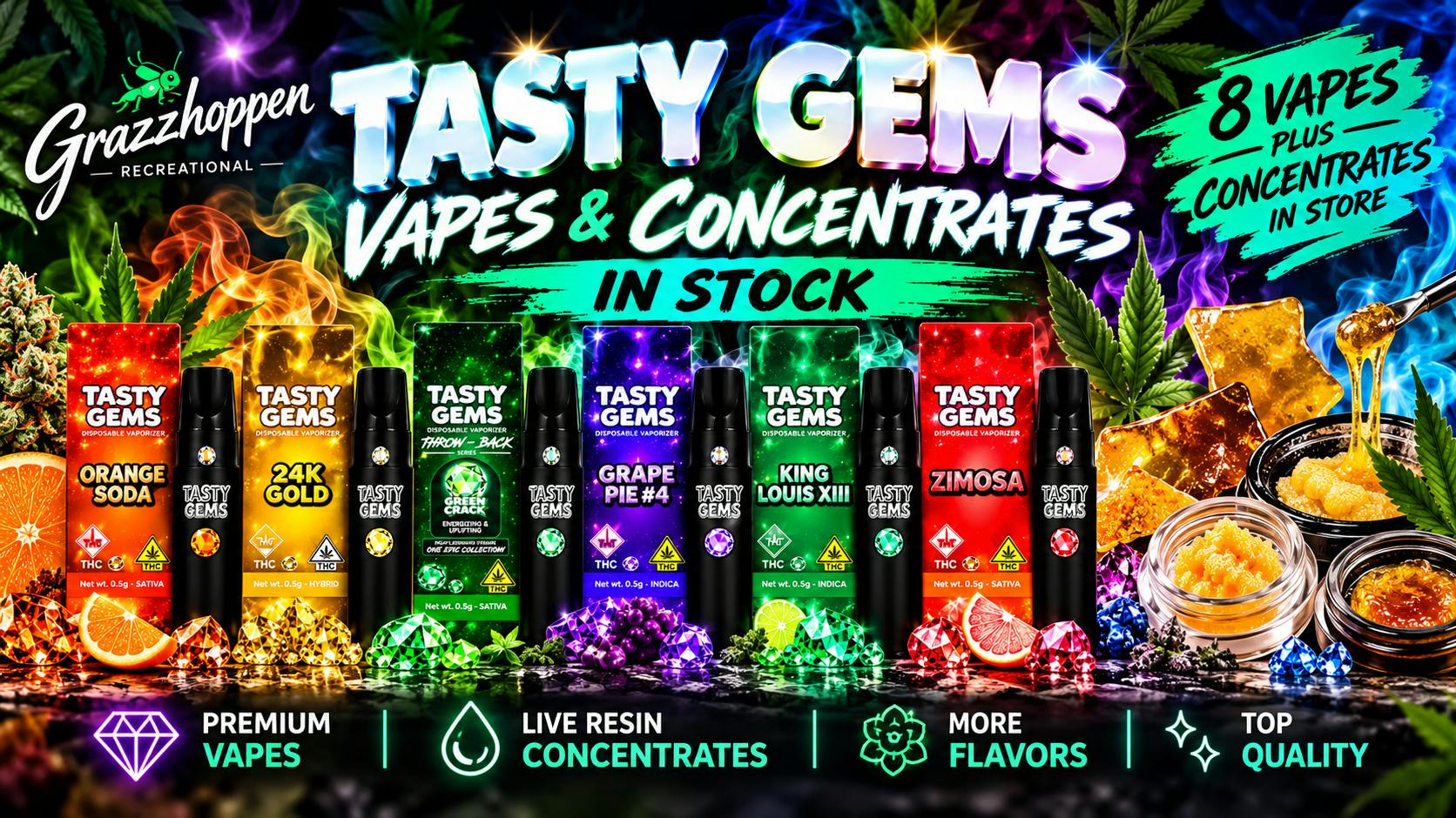 Grazzhopper 8 Vapes + Concentrates - Grazzhopper