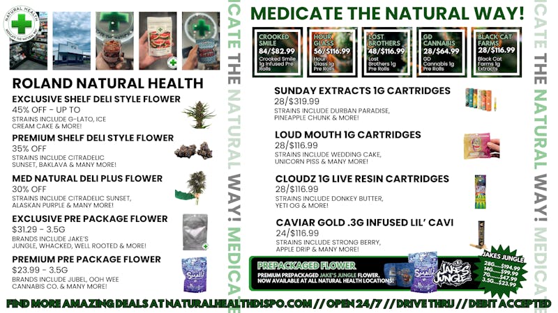 Roland Natural Health (Drive Thru 24/7) NATURAL HEALTH FRESH DROPS WITH OTD PRICING!💥