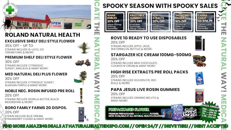 Roland Natural Health (Drive Thru 24/7) NATURAL HEALTH FRESH DROPS WITH OTD PRICING!💥