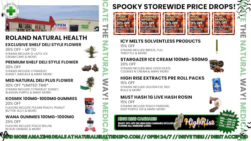 Roland Natural Health (Drive Thru 24/7) SPOOKED BY NATURAL HEALTH MAJOR PRICE DROPS!👻