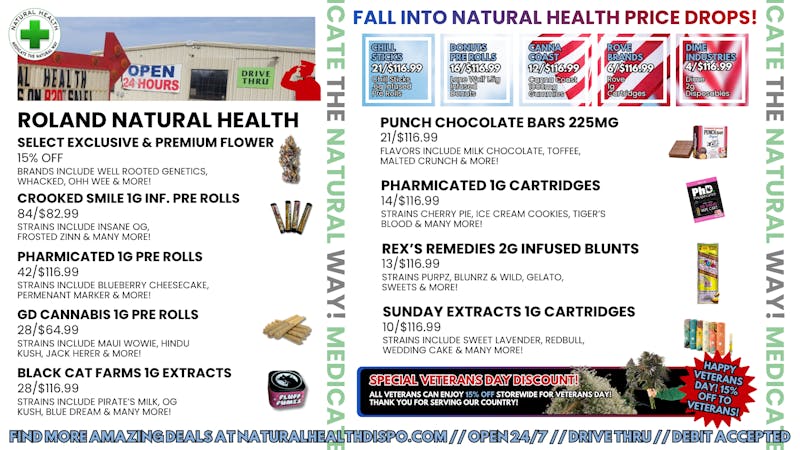 Roland Natural Health (Drive Thru 24/7) HAPPY VETERANS DAY FROM NATURAL HEALTH!