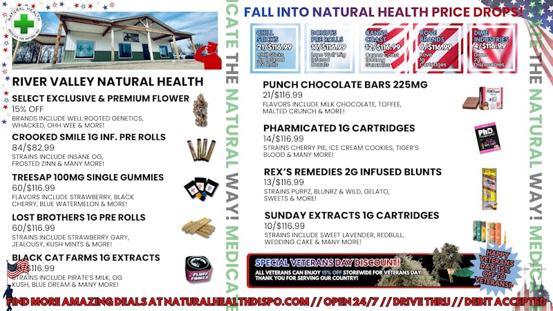 River Valley Natural Health HAPPY VETERANS DAY FROM NATURAL HEALTH! 15% OFF!