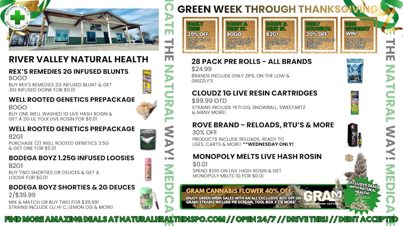 River Valley Natural Health NATURAL HEALTH HAS GREEN WEEK GOING STRONG!!🧨