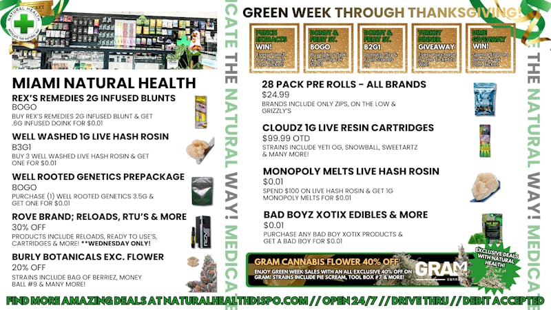Miami Natural Health - Open 24 Hours FALL INTO NATURAL HEALTH GREEN WEEK SALES!!🧨