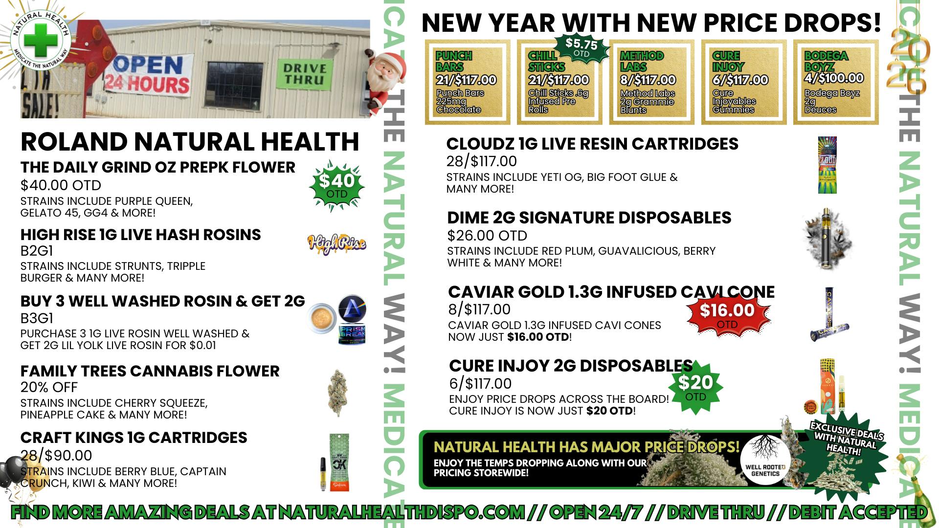 Roland Natural Health (Drive Thru 24/7) NEW YEAR WITH NEW PRICE DROPS AT NATURAL HEALTH!