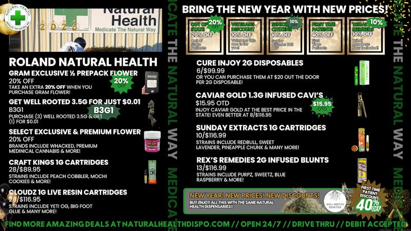 Roland Natural Health (Drive Thru 24/7) NEW YEAR WITH NEW PRICE DROPS AT NATURAL HEALTH!