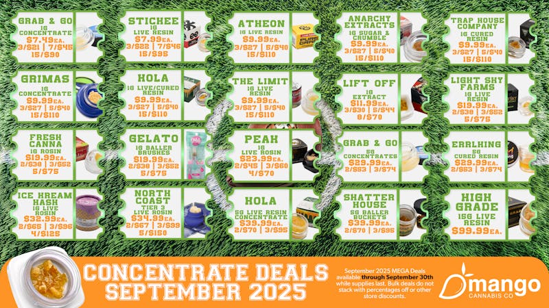 Mango Cannabis - Lansing 15/$90 Concentrates Every Day Deals 🏈