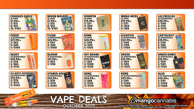 Mango Cannabis - Sunland Park: NOW OPEN! 8/$55 1g Vapes! 🥭 NM Deals