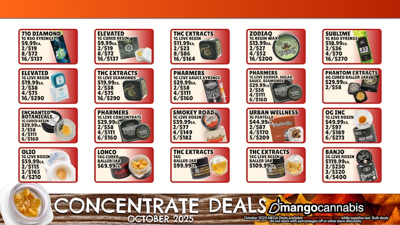 Mango Cannabis - Sunland Park: NOW OPEN! 8/$72 1g Concentrate! 🥭 NM Deals