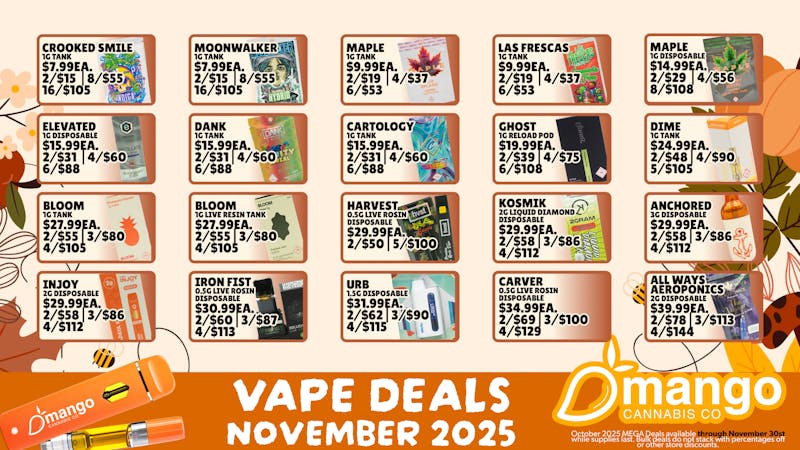 Mango Cannabis - Sunland Park 16 Tanks for $105!