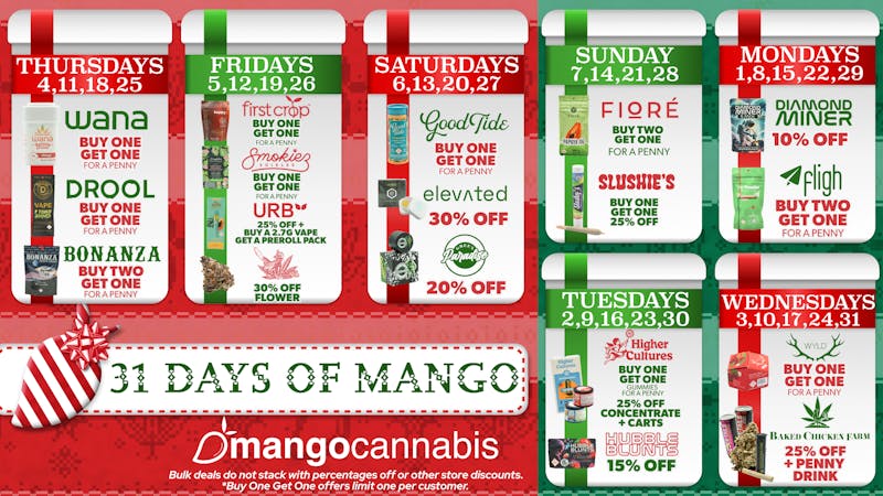 Mango Cannabis - Sunland Park 31 Day's of Mango Specials ⛄
