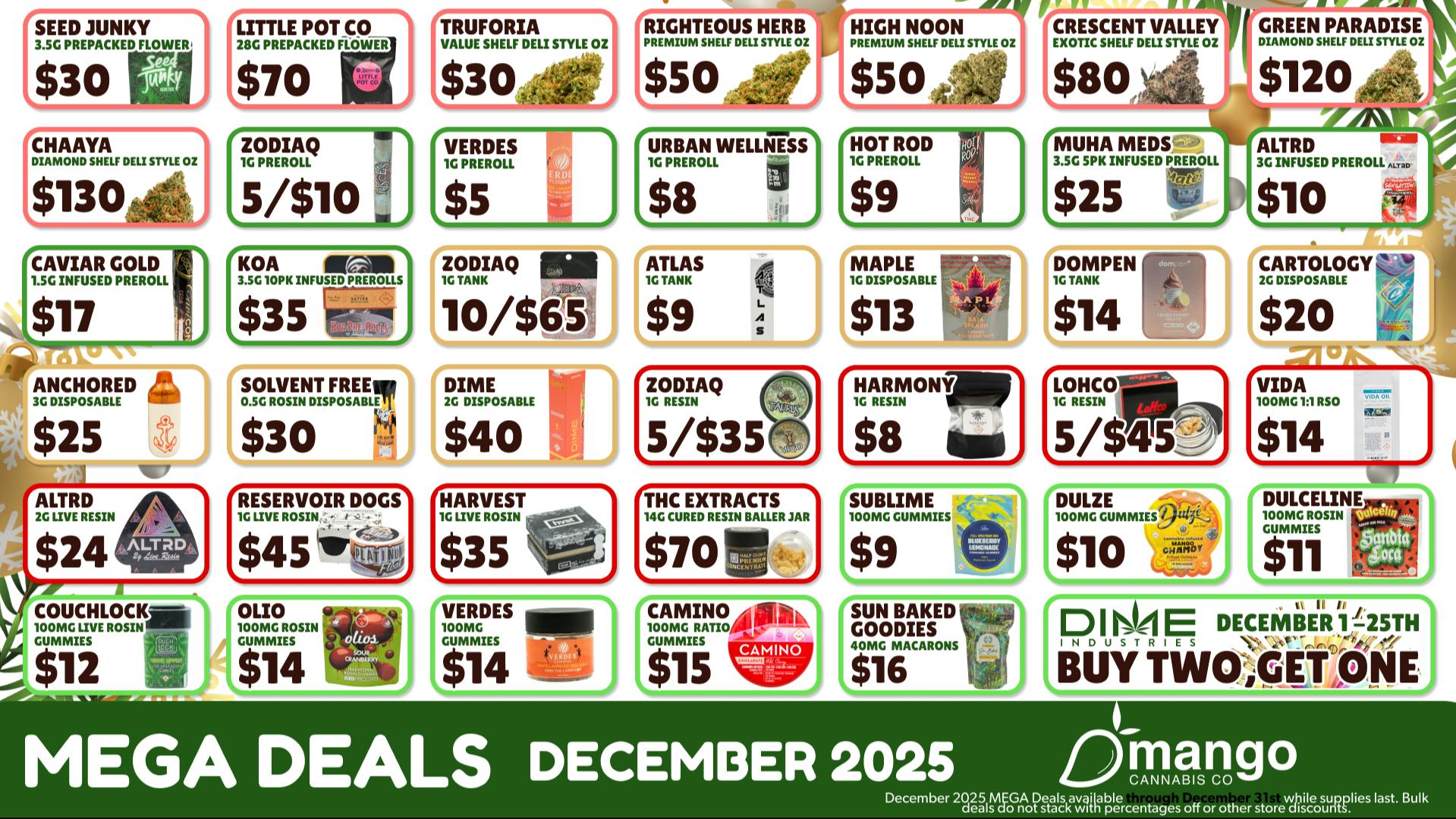 Mango Cannabis - Sunland Park COMING SOON! Mango's Best Prices December MEGA Deals 🍁