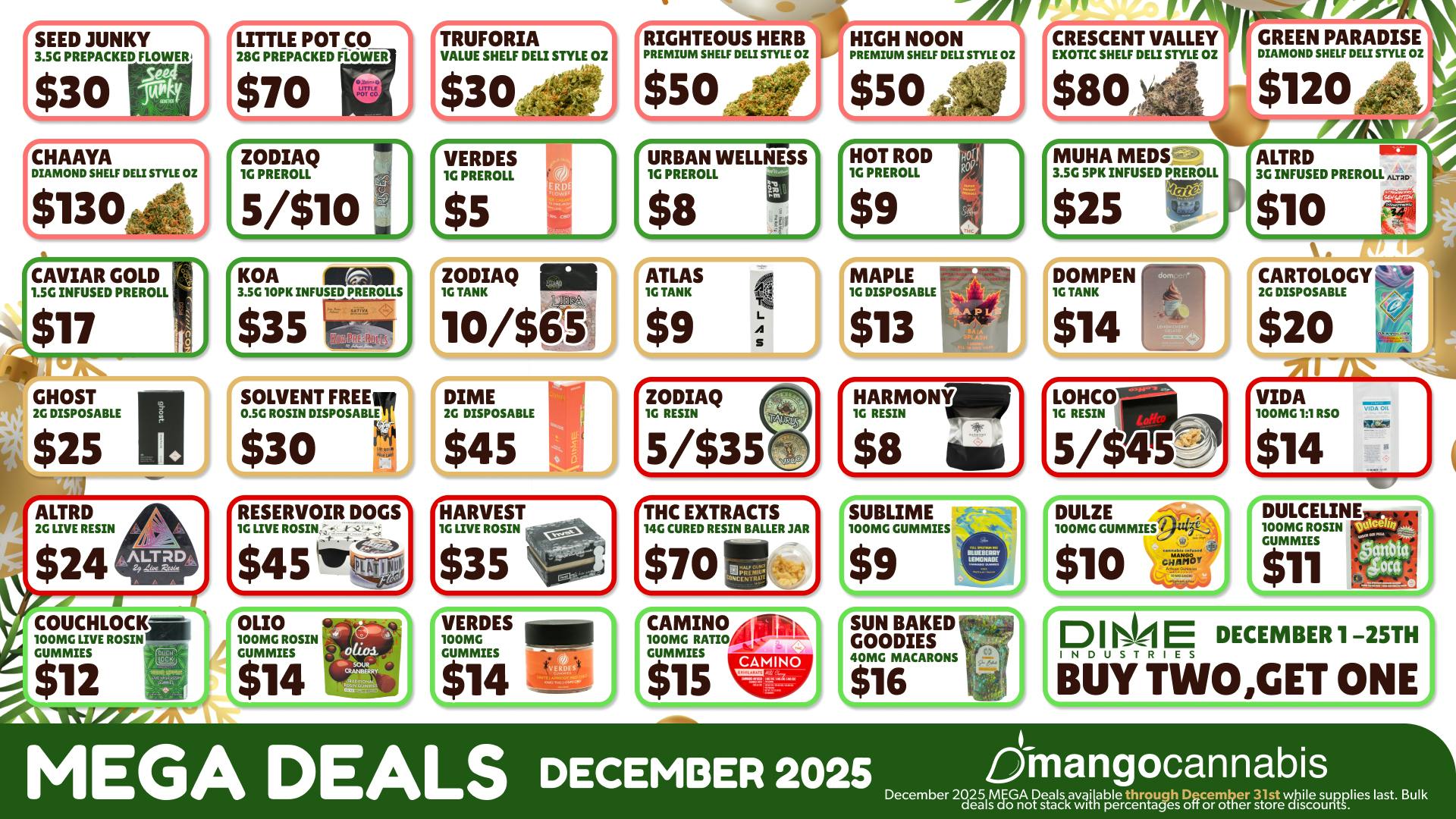 Mango Cannabis - Sunland Park Mango's Best December Deals
