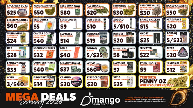 Mango Cannabis - Sunland Park COMING SOON! Mango's Best Prices January MEGA Deals