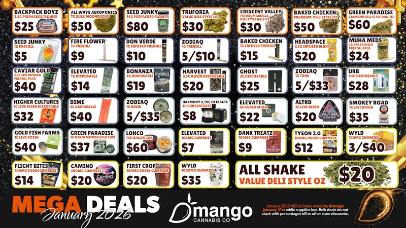 Mango Cannabis - Sunland Park Mango's Best January Deals