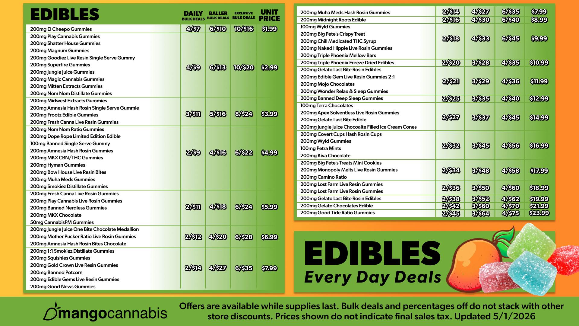 Mango Cannabis - New Buffalo - Now Open! MAX OUT 10/$16 200MG Edibles
