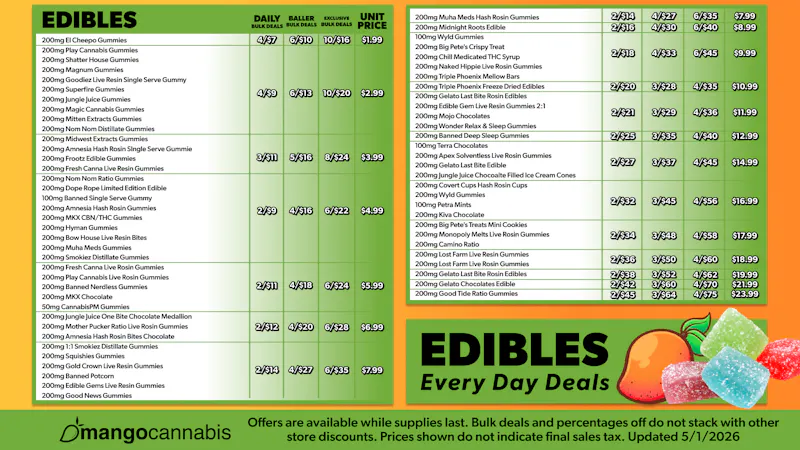 Mango Cannabis - New Buffalo - Now Open! MAX OUT 10/$16 200MG Edibles