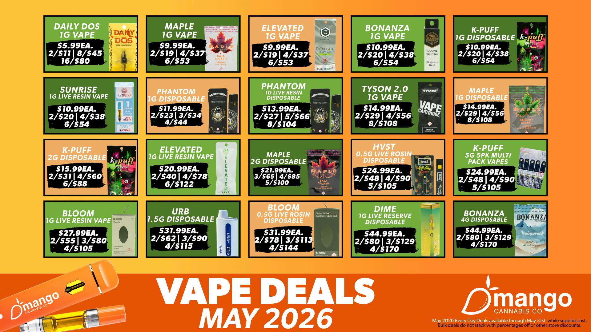 Mango Cannabis - Sunland Park 16 Tanks for $80!