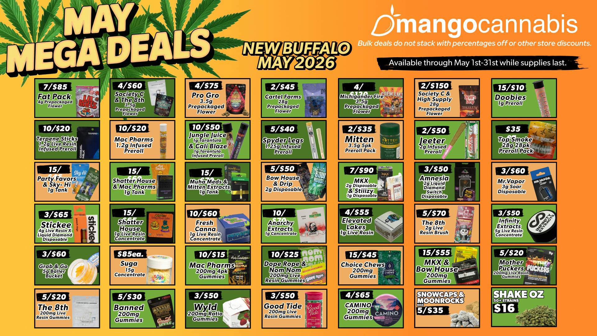 Mango Cannabis - New Buffalo - Now Open! LOWEST PRICES. BIGGEST MAY SAVINGS.