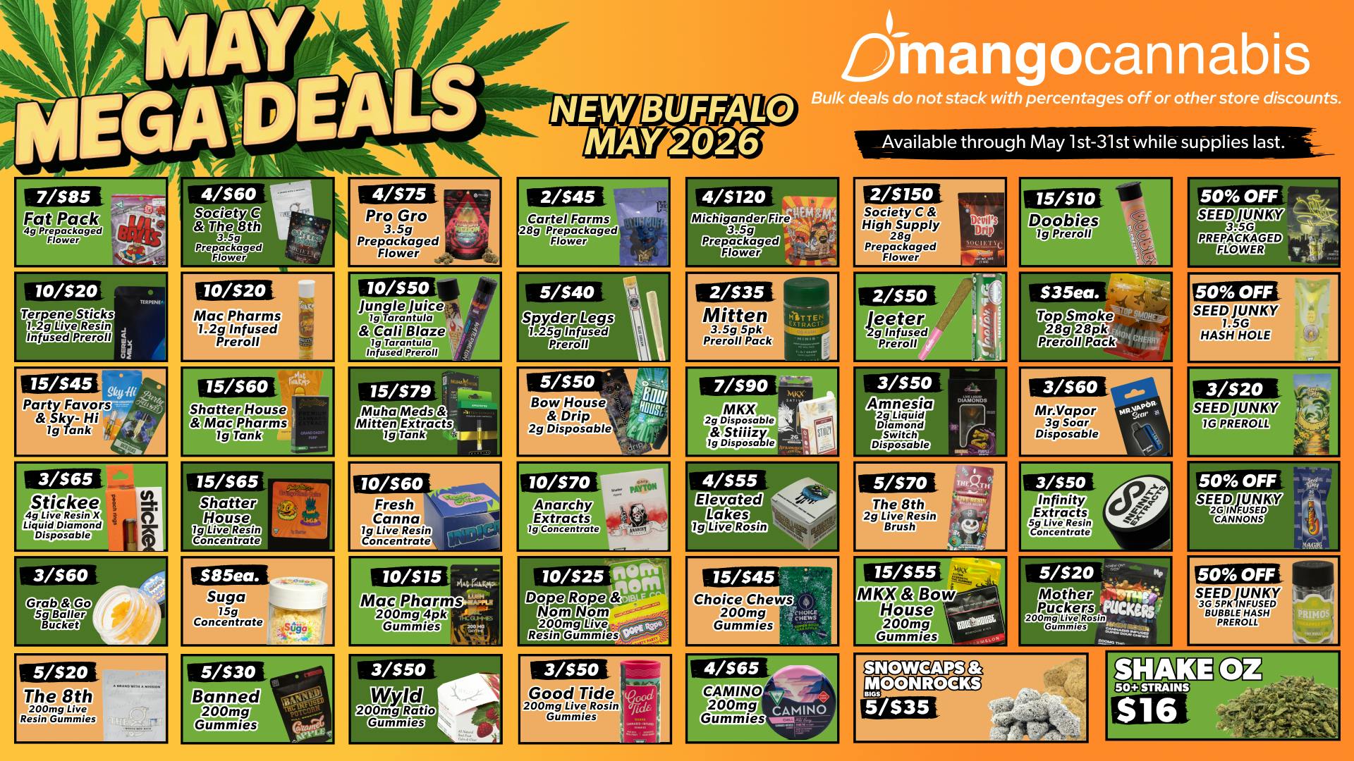 Mango Cannabis - New Buffalo - Now Open! LOWEST PRICES. BIGGEST MAY SAVINGS.