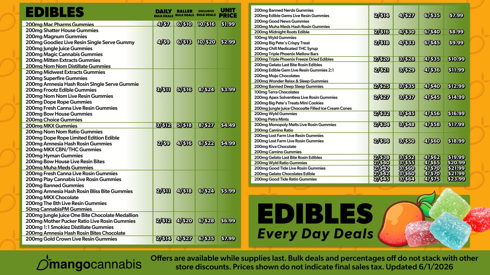 Mango Cannabis - New Buffalo - Now Open! MAX OUT 10/$16 200MG Edibles