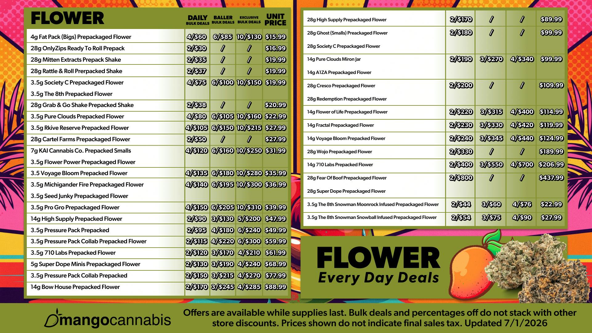 Mango Cannabis - New Buffalo - Now Open! MAX OUT 10/$130 4g Prepackaged Flower!