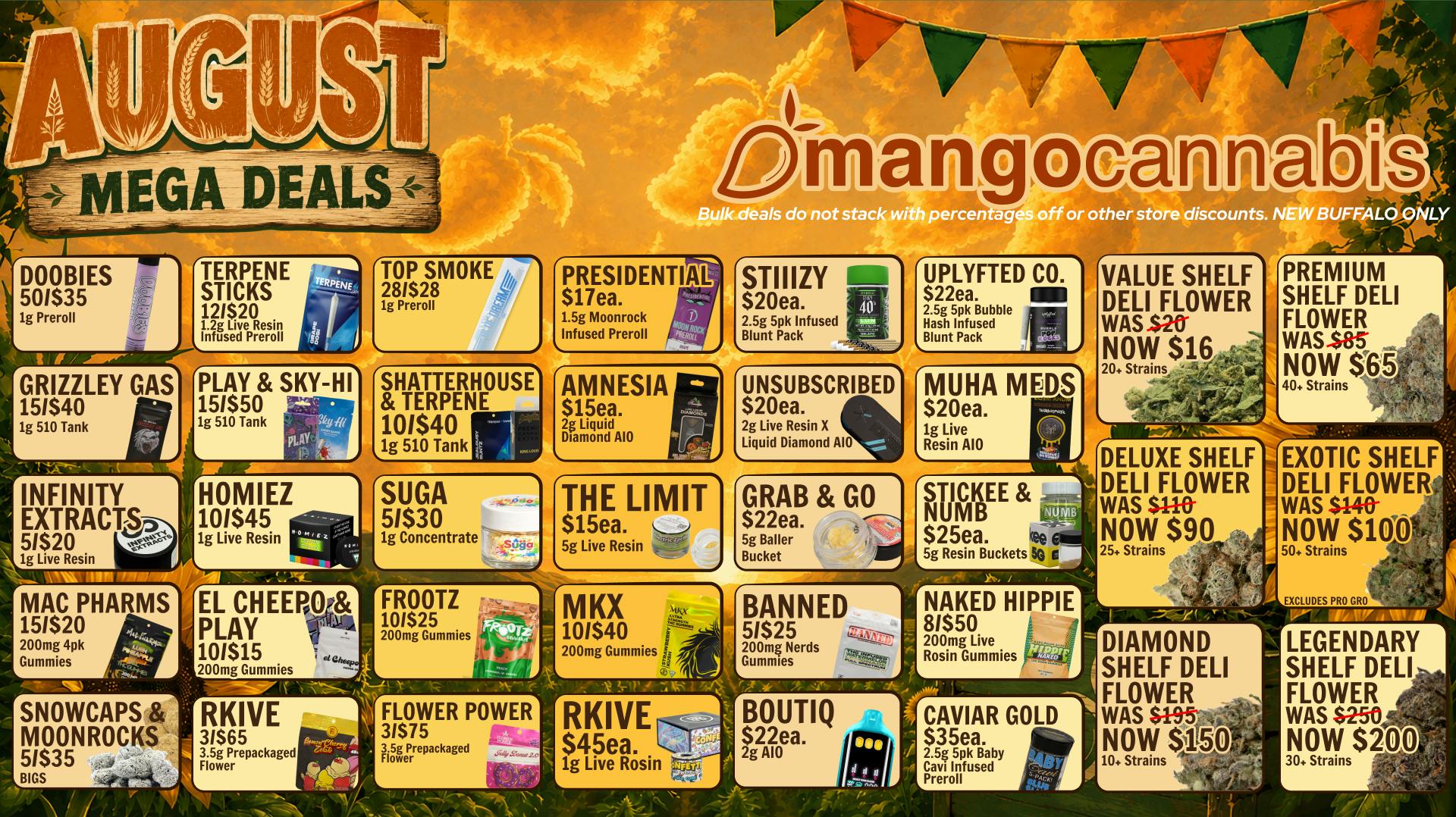 Mango Cannabis - New Buffalo - Now Open! Unbeatable August Mega Deals!