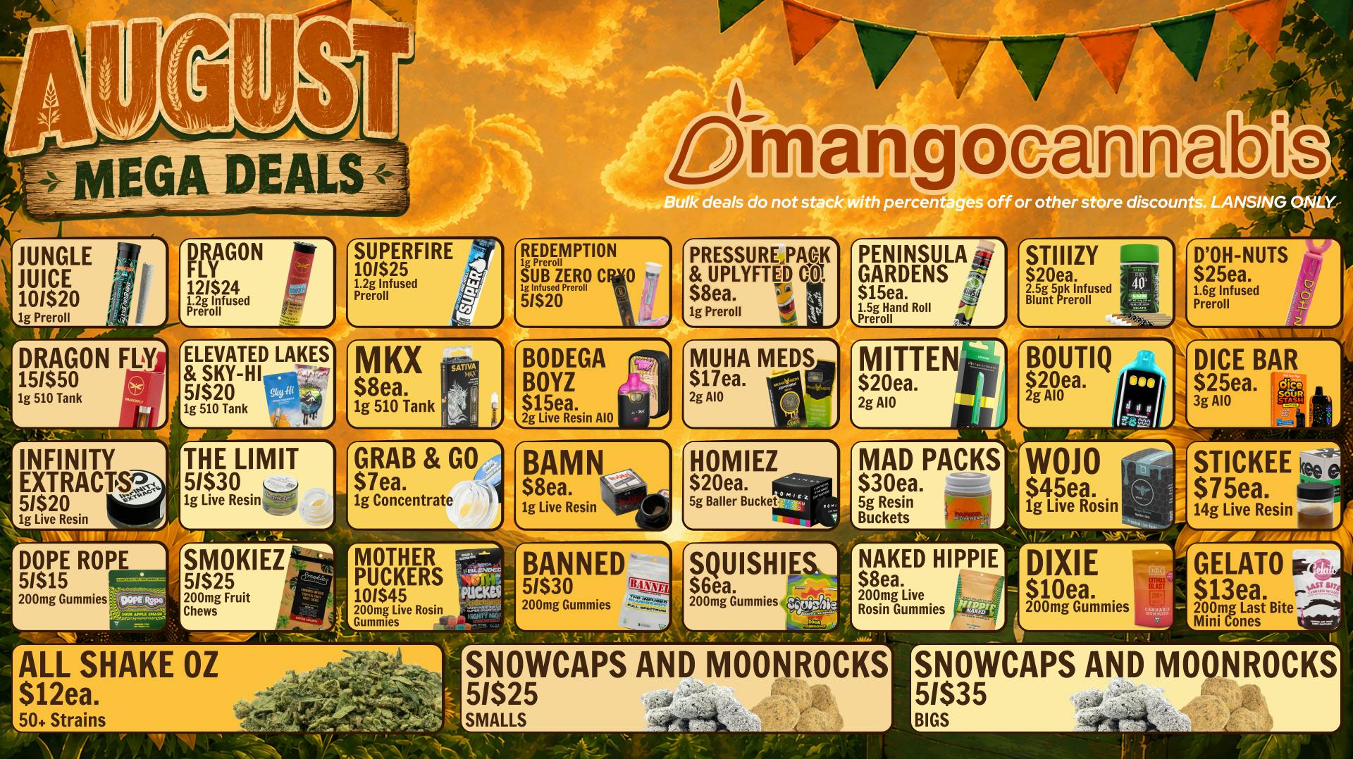 Mango Cannabis - Lansing Unbeatable August Mega Deals!